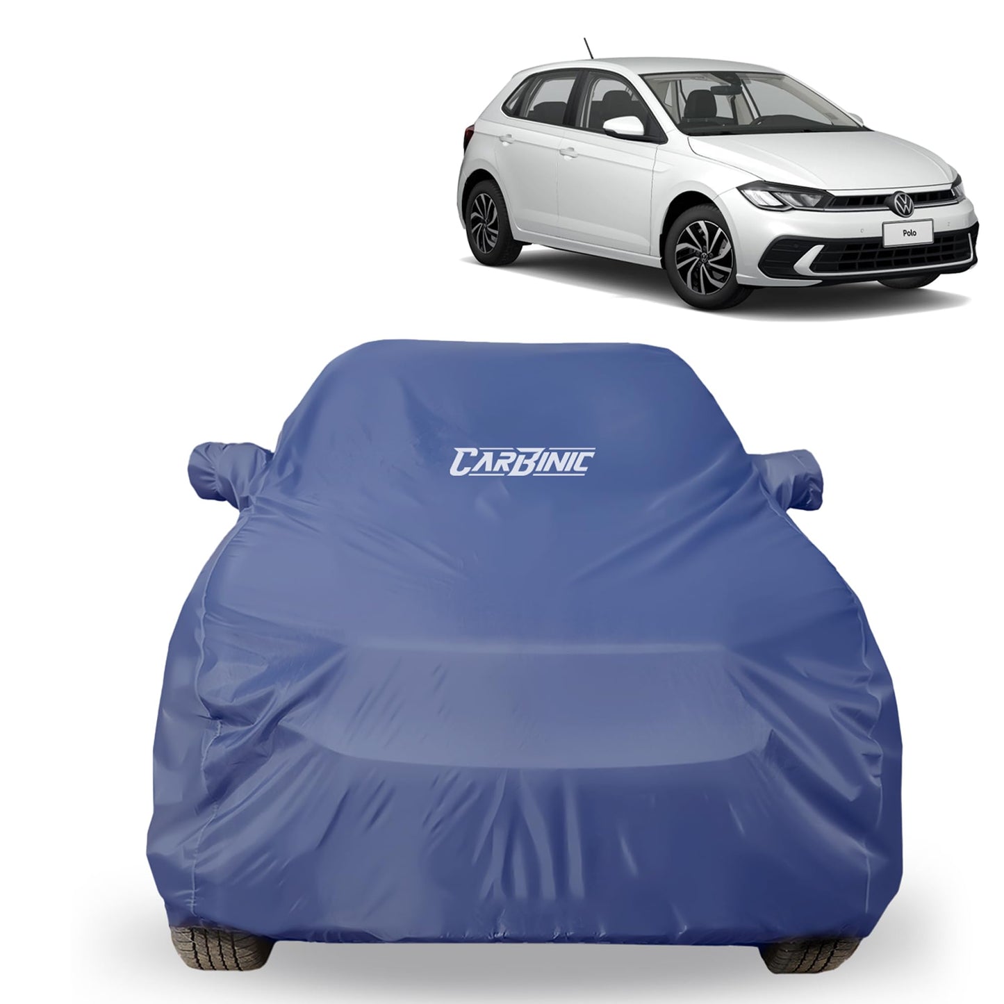 CARBINIC Car Body Cover for Volkswagen Polo 2022 Water Resistant, UV Protection Car Cover Scratchproof Body Shield | Dustproof All-Weather Cover | Mirror Pocket & Antenna | Car Accessories, Blue Red