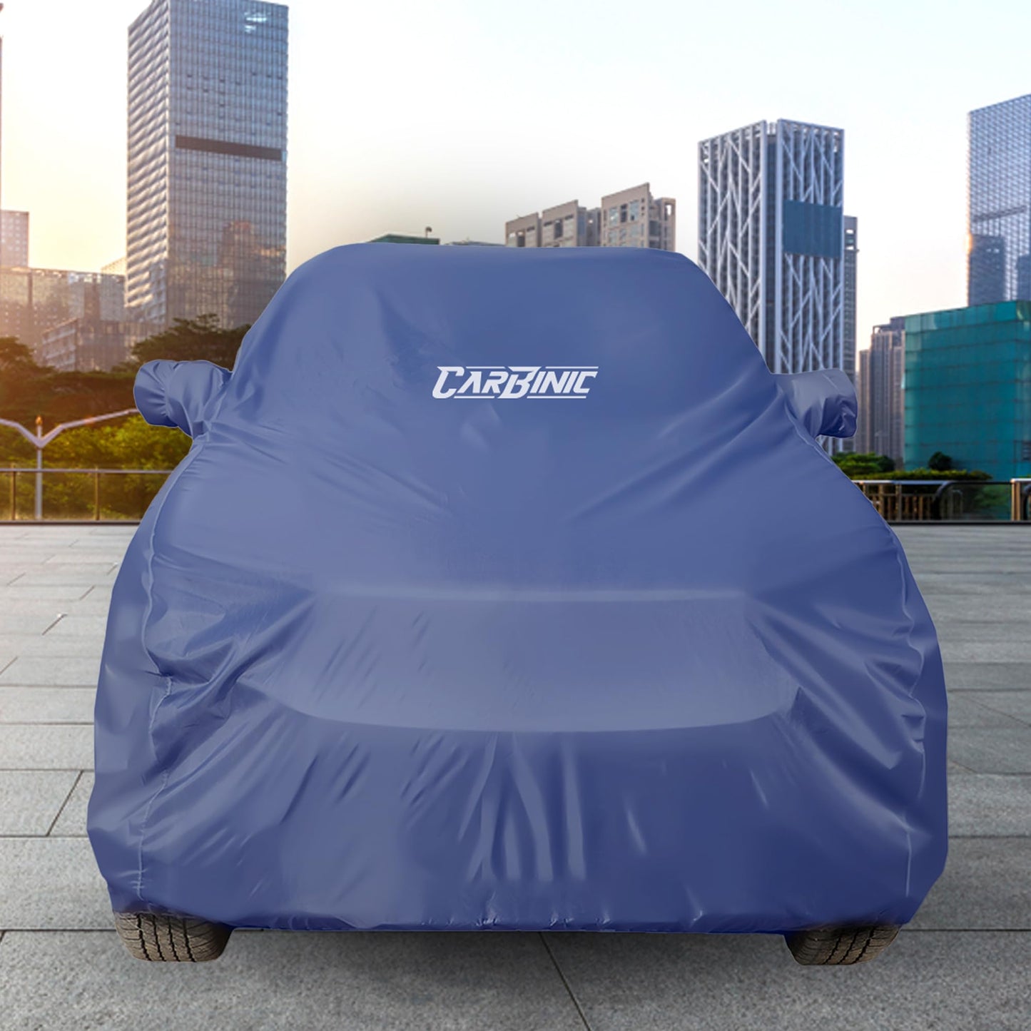 CARBINIC Car Body Cover for Volkswagen Polo 2022 Water Resistant, UV Protection Car Cover Scratchproof Body Shield | Dustproof All-Weather Cover | Mirror Pocket & Antenna | Car Accessories, Blue Red