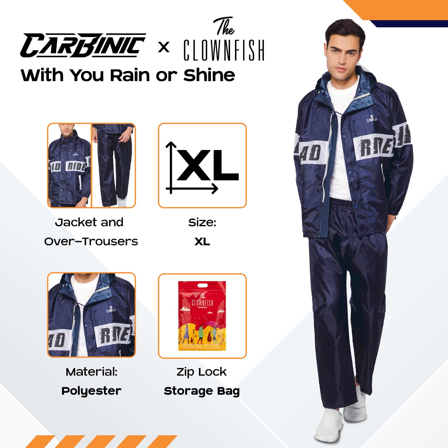 Carbinic Roadrider Windcheater - Navy blue windcheater for travel