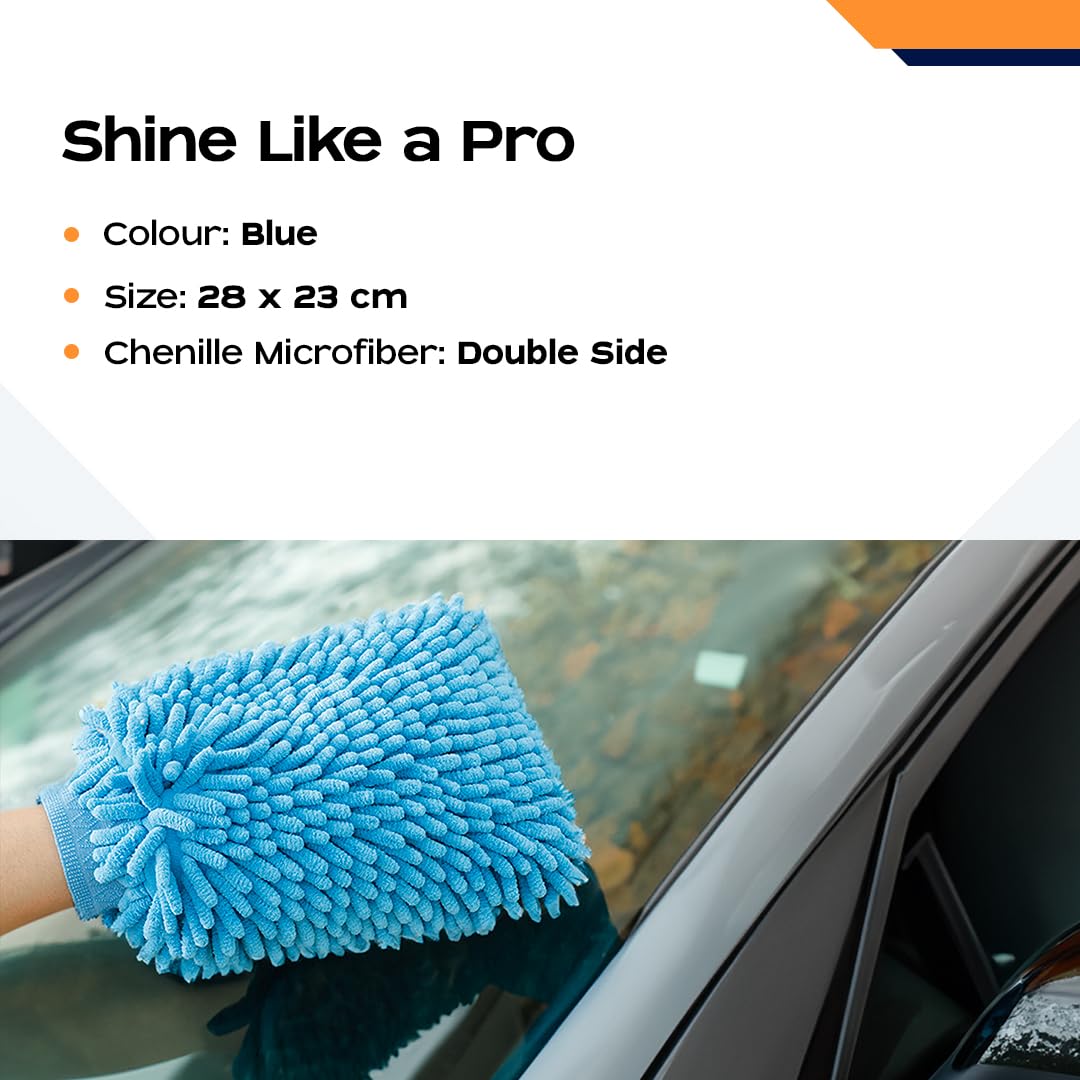CARBINIC Microfiber Double-Sided Chenille Wash Mitt 1000 GSM - Super Soft,  Ultra-Absorbent, Multipurpose and Double Sided Dusting Gloves for Home