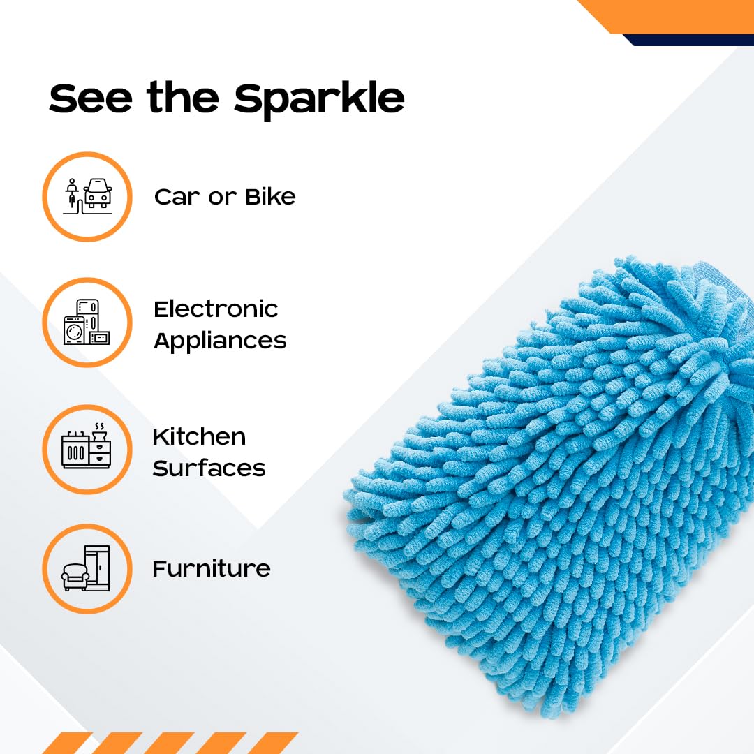 InfantLY Bright Dual-Sided Car Wash Mitts，Car Microfiber Chenille Gloves  Thick Cleaning Mitt Scratch-Free Auto Care Double-Faced Glove for Clean  Cars