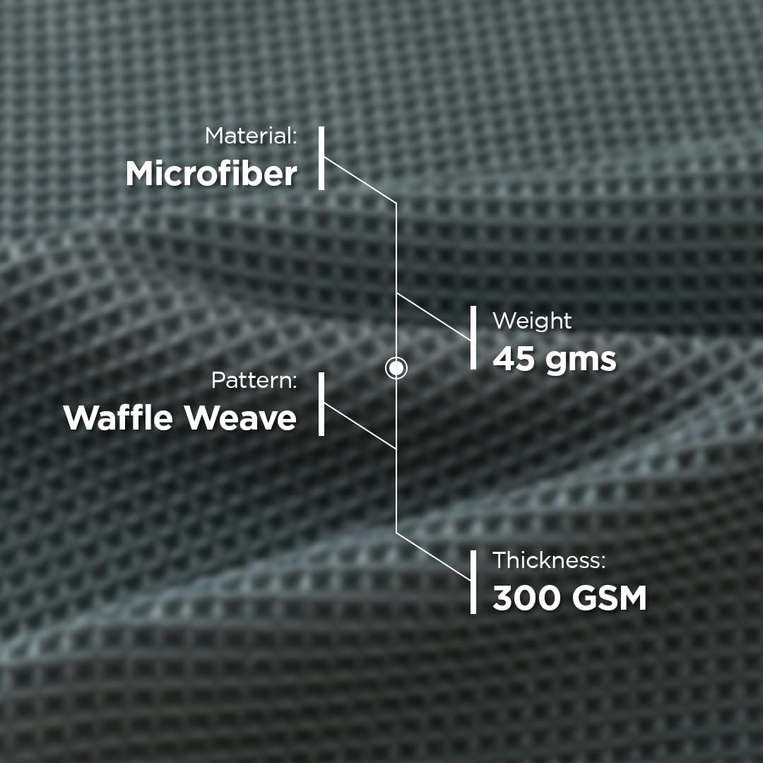 CARBINIC Waffle Microfiber Super Absorbent Cloth, 300 GSM