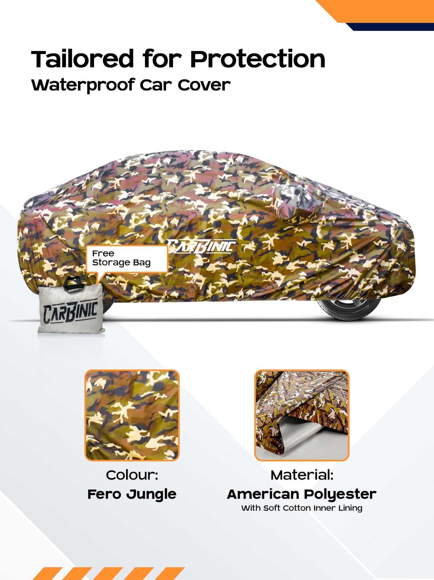CARBINIC Car Cover for Renault Kiger Waterproof (Tested) and Dustproof UV Heat Resistant Outdoor Protection with Triple Stitched Fully Elastic Surface | Jungle